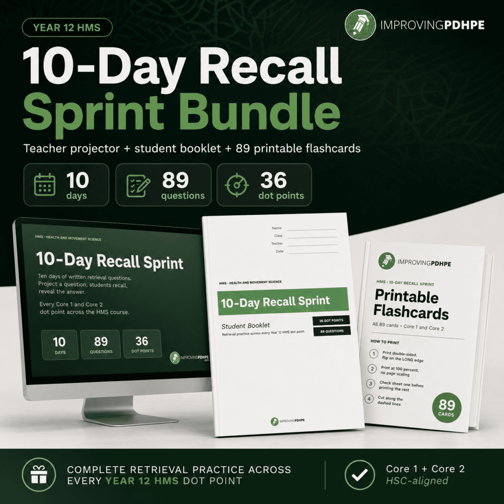 Year 12 HMS 10-Day Recall Sprint Bundle