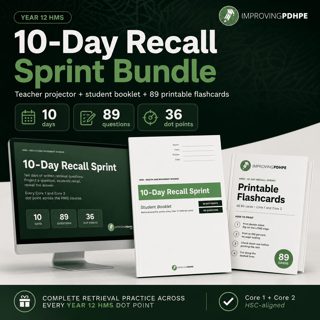 Year 12 HMS 10-Day Recall Sprint Bundle